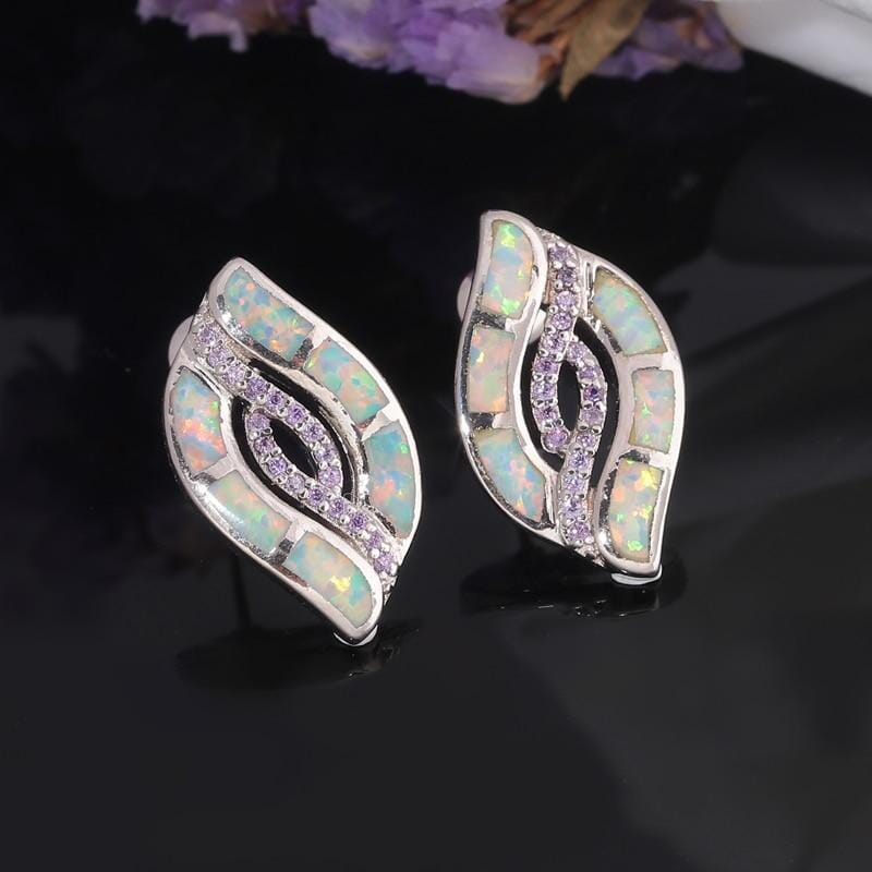 White & Blue Fire Opal Stud EarringsEarrings
