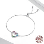 Rainbow Heart Pattern Love Zircon Jewelry Set - 925 Sterling SilverEarrings