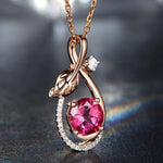 Trendy Rose Quartz Gemstone Leaf Shape Pendant Necklace - 925 Sterling SilverNecklace