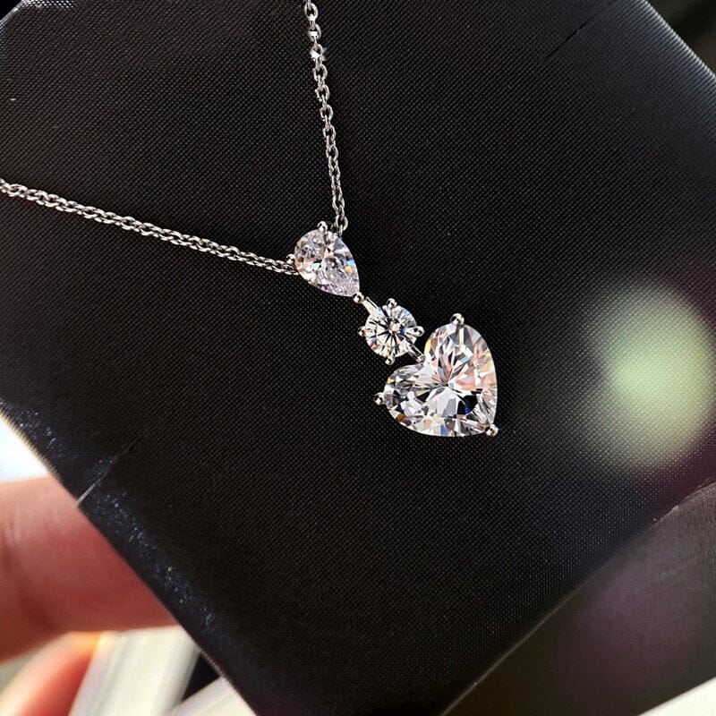 Heart Lab Diamond Dangle Earrings and Necklace - 925 sterling silverEarringsNecklace