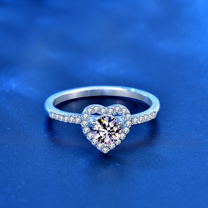 Geometric Heart Diamond Ring - 925 Sterling SilverRing