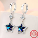 Fashion Blue Sapphire Star Crystal Drop Earrings - 925 Sterling SilverEarrings