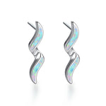 White and Blue Fire Opal Wedding Stud EarringsEarrings