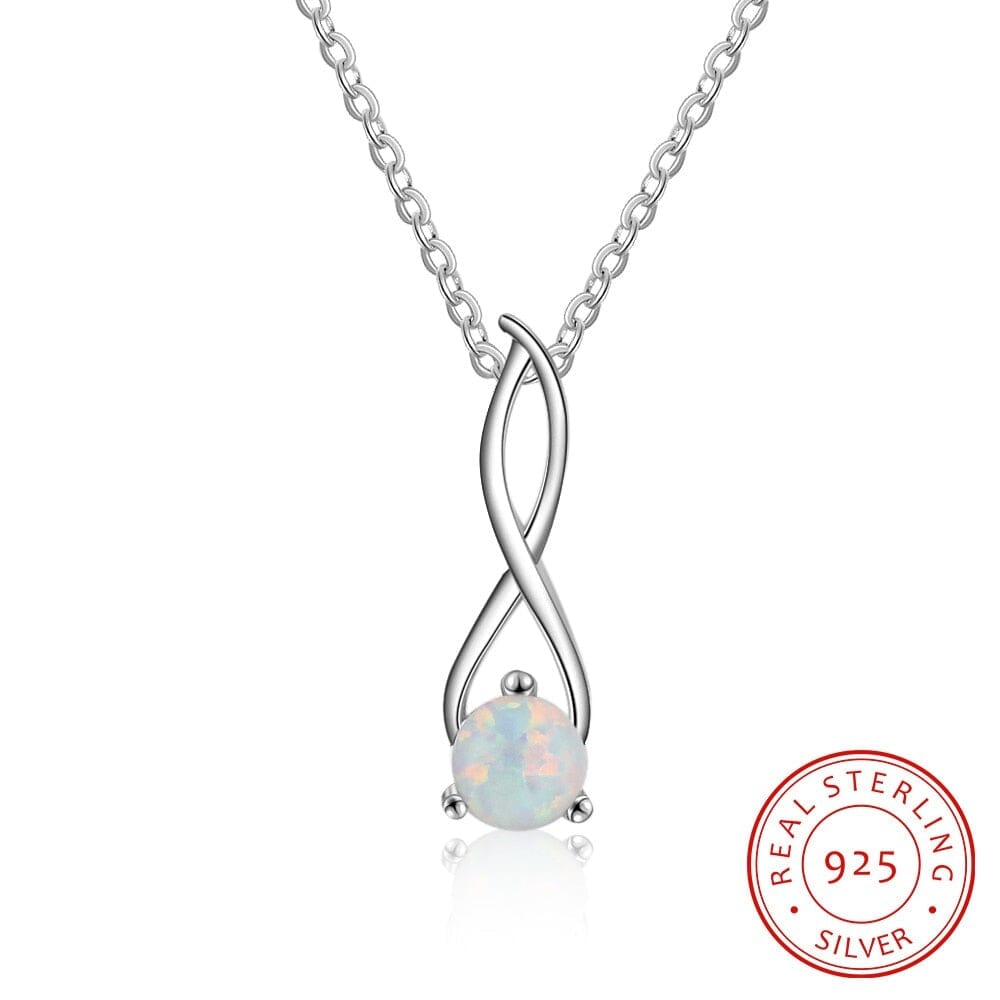 Infinity Twist Opal Pendant Necklace - 925 Sterling SilverNecklace