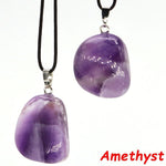 Aventurine and Other Stones Natural Crystal Irregular Tumbled Stone Reiki Rope NecklaceNecklaceAmethyst