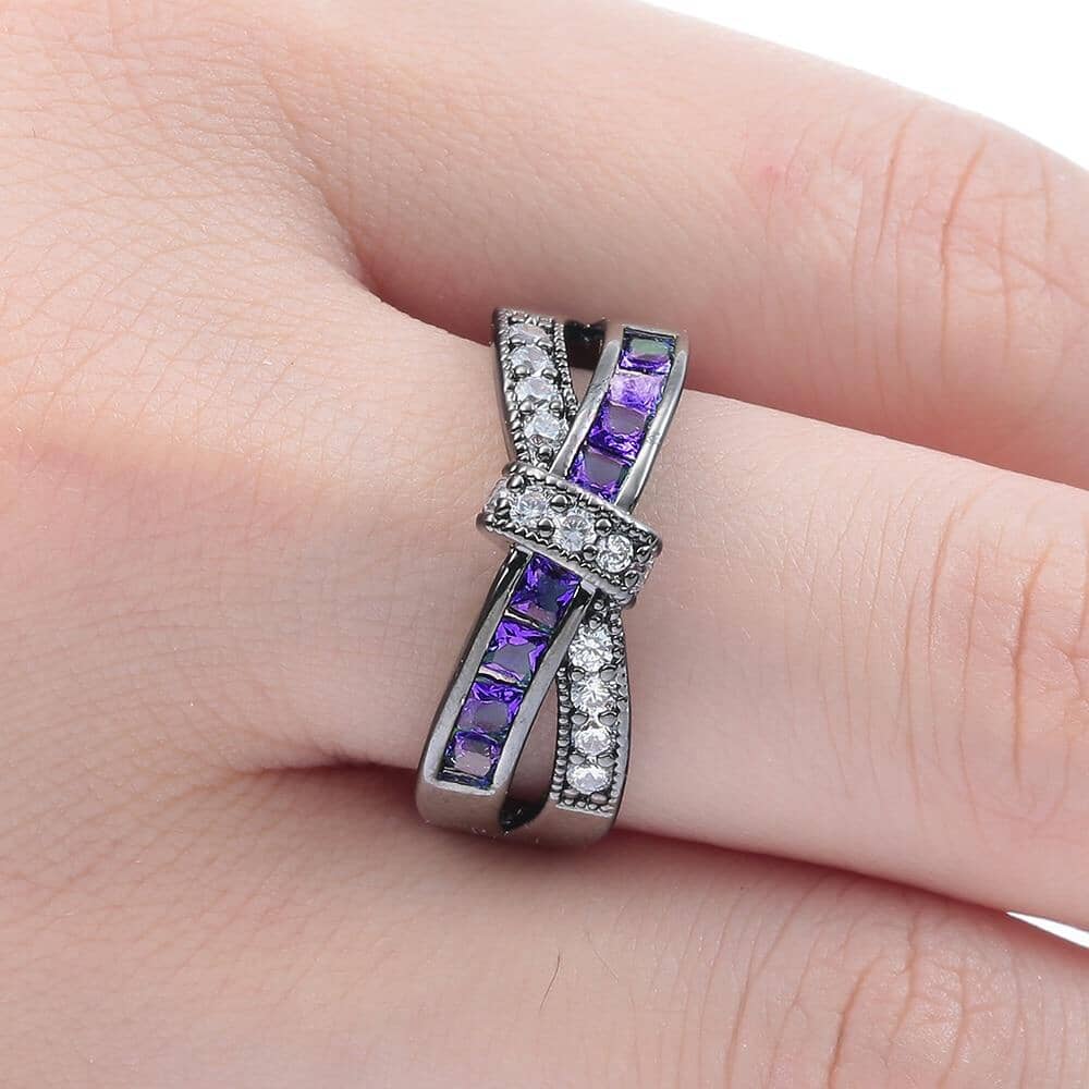 Amethyst Cross Purple Pink RingRing