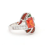 Orange Fire Opal Diamonds RingRing