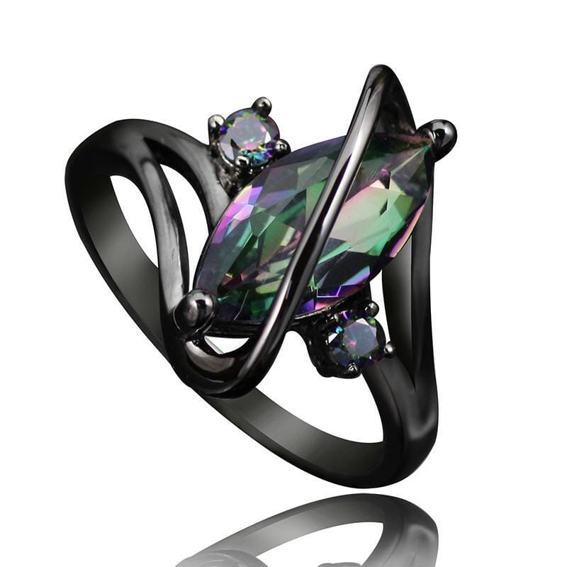 Rainbow Topaz Black Gold Plated RingRing11