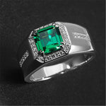 Trendy Emerald Sapphire Men Ring - 925 Sterling SilverRings