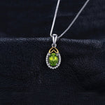 Oval-Cut Genuine Natural Green Peridot Pendant Necklace - 925 Sterling SilverNecklace
