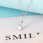 Infinity Twist Opal Pendant Necklace - 925 Sterling SilverNecklace