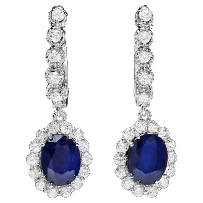 Classic Elegant Sapphire Drop Earrings - 925 Sterling SilverEarrings