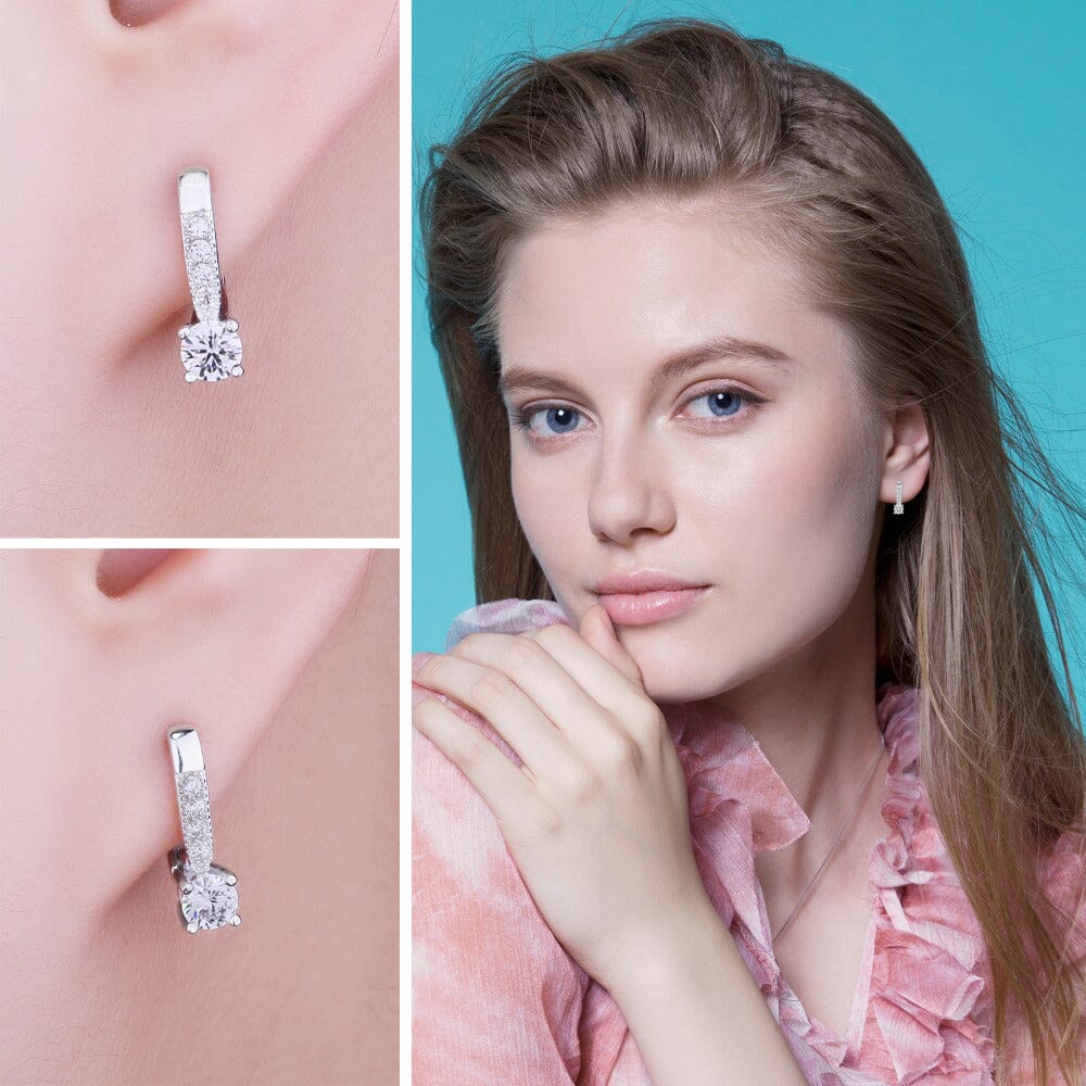 Diamond Hoop Earrings - 925 Sterling SilverEarrings