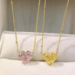Yellow Topaz And Rose Quartz Stone Heart Pendant Exclusive NecklaceNecklace