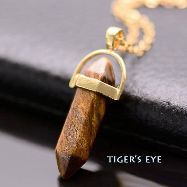 Natural Stone Bullet Shape Healing Point Pendant NecklaceNecklaceTiger's Eye