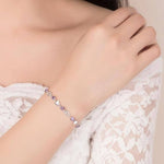 Love Heart Amethyst Chain Linked Bracelet - 925 Sterling SilverBracelet