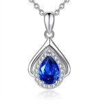Elegant Water Drop Shaped Sapphire Necklace - 925 Sterling SilverNecklace