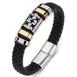 WWJD Fashion Classic Black Woven Leather Inlaid Cross Magnetic BraceletBracelet