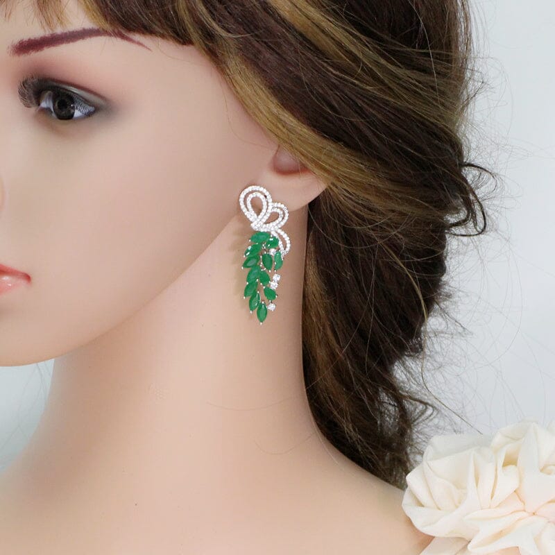 Elegant Leaf Shape Emerald EarringsEarrings