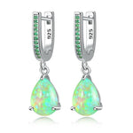 Green Fire Opal & White Fire Opal Dangling EarringsEarringsGreen Fire Opal