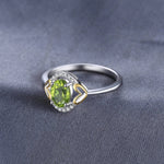 Oval Green Genuine Natural Peridot Ring - 925 Sterling SilverRing