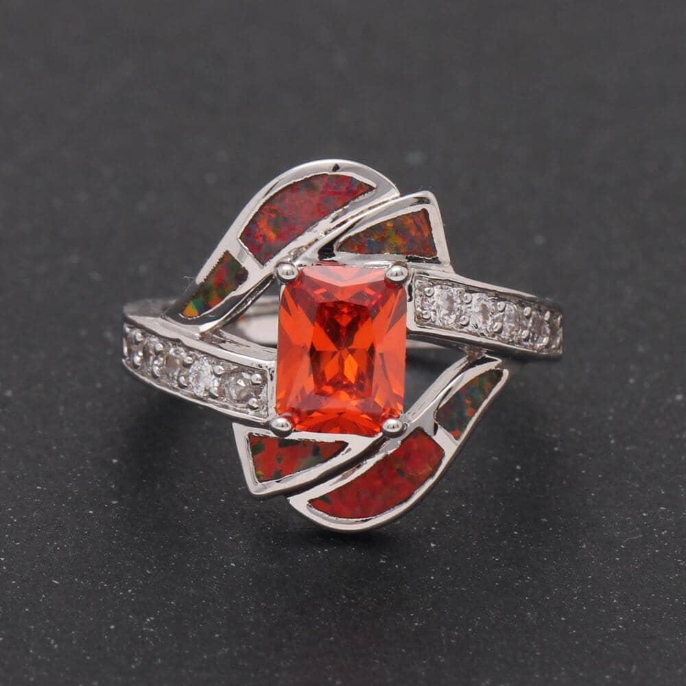 Orange Fire Opal Diamonds RingRing11