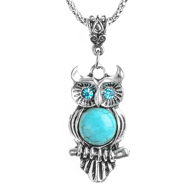 Calming Owl Turquoise Silver Pendant Necklace AtPerrys – AtPerry's ...