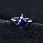 3.3ct Square Created Blue Sapphire Ring - 925 Sterling SilverRing