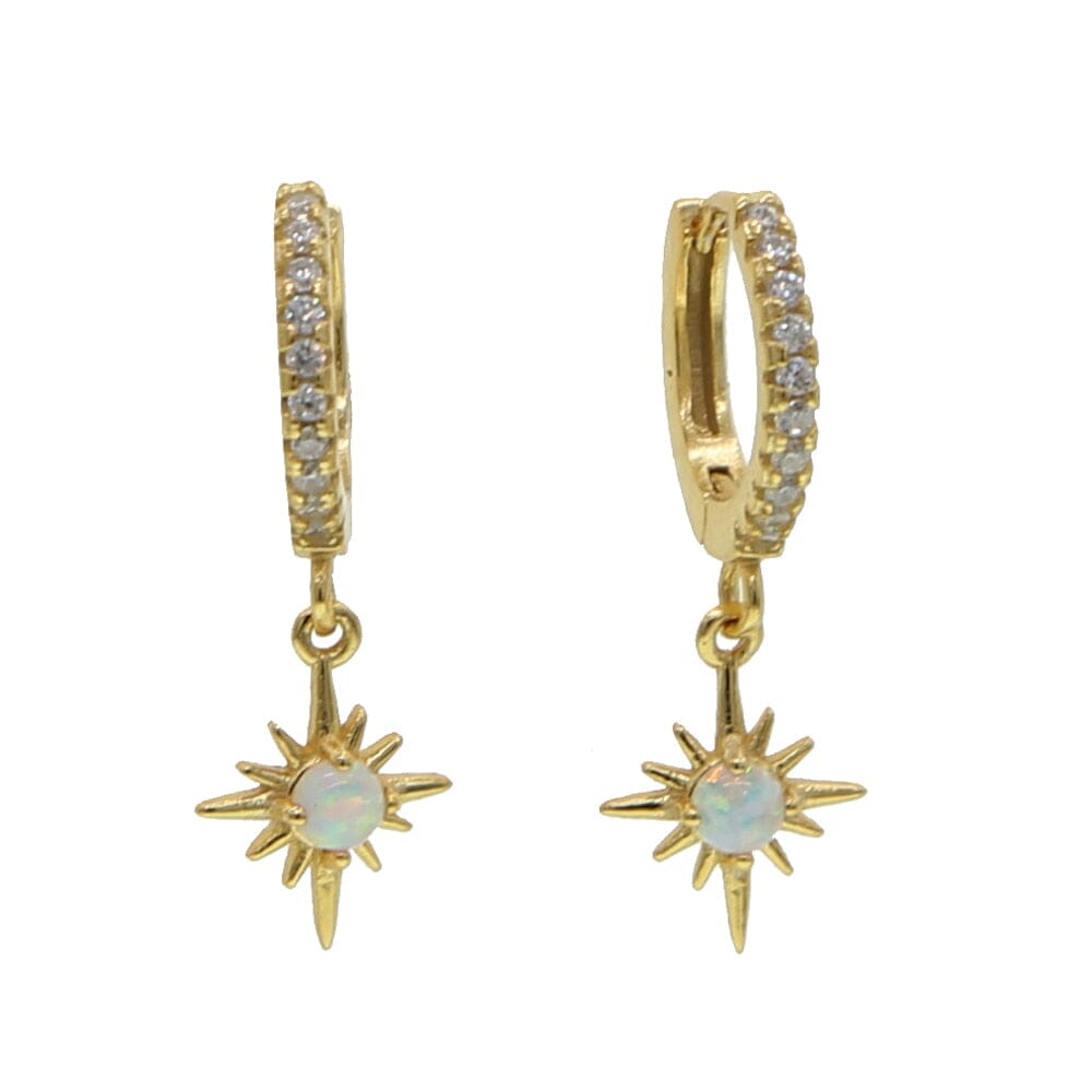 Sunburst Northstar White Opal Dangle Earrings - 925 Sterling SilverEarrings