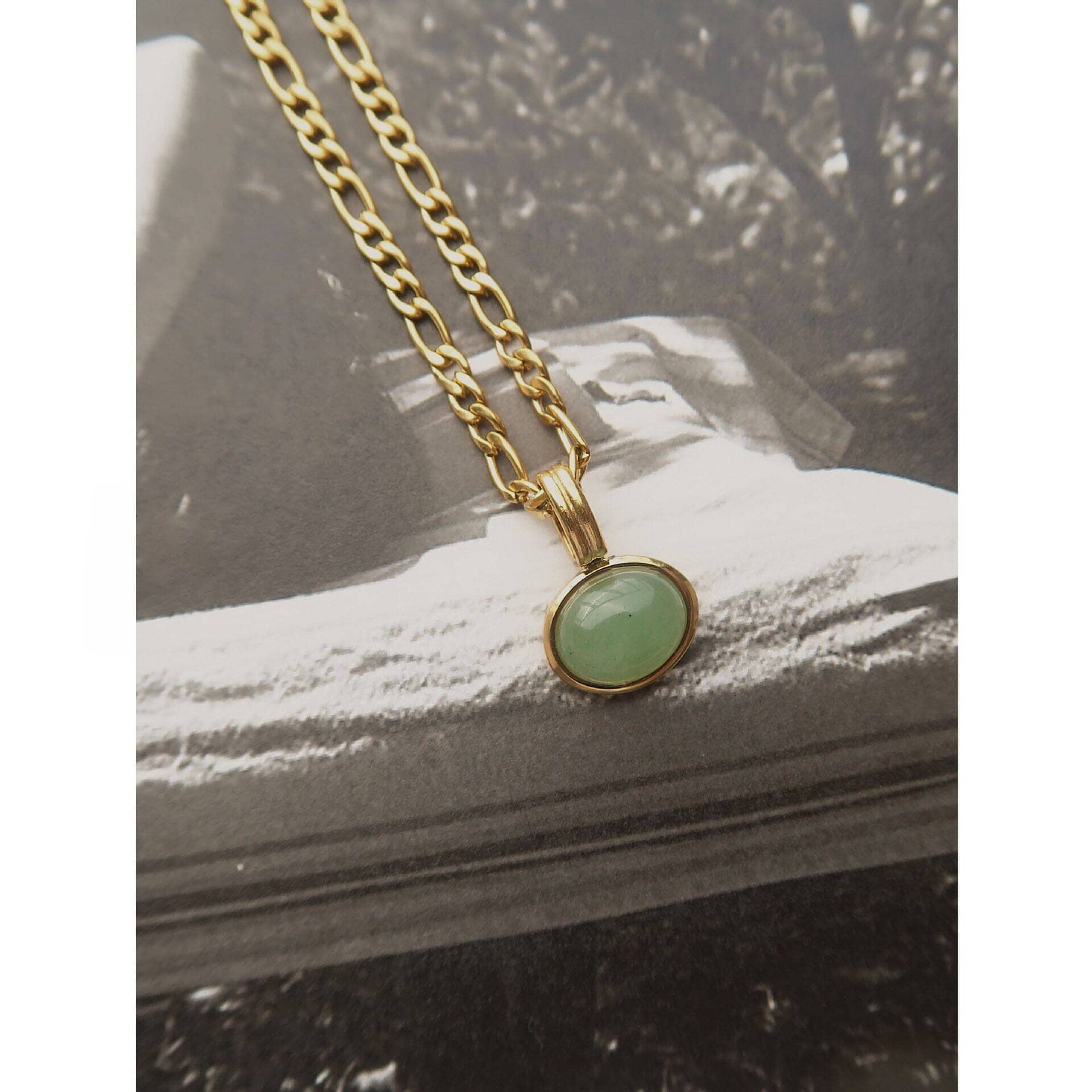 Elegant Oval Green Aventurine Ring and NecklaceRing