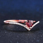 Heart Red Garnet Ring - 925 Sterling SilverRing