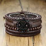 4Pcs/Set Braided Wrap Leather Bracelets for MenBraceletSet 12