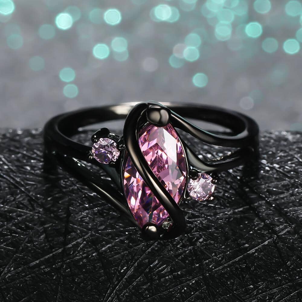 Black Gold Filled Pink Sapphire Oval RingRing