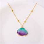 Boho Shell Necklace Sea Shell Chain Pendant NecklaceNecklace16 about 2.6cm