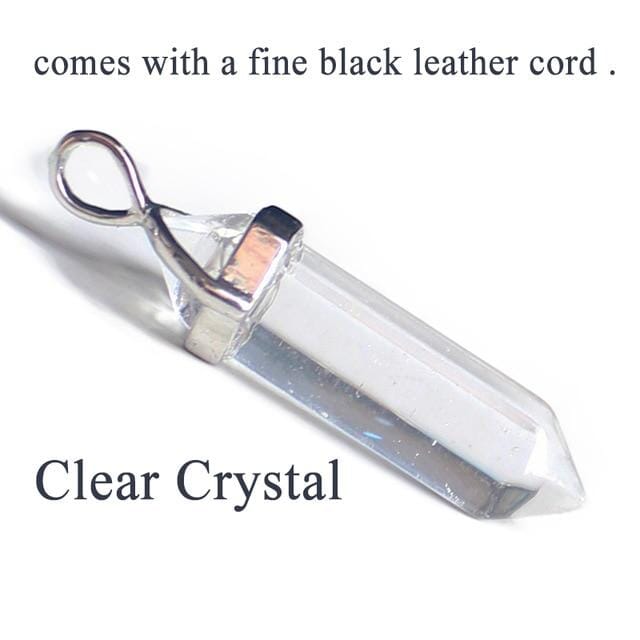 19 Design Natural Crystal Pendant Black Leather NecklacesNecklaceClear Crystal
