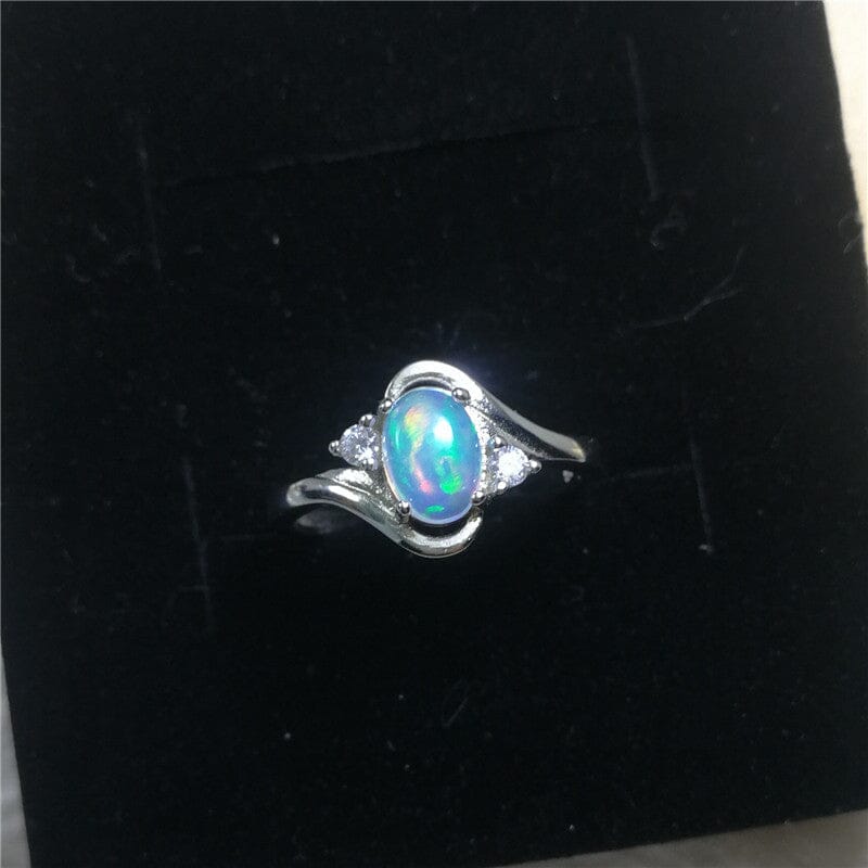 Natural Opal Classic Ring - 925 Sterling SilverRing