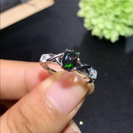 100% Natural Black Opal Ring - 925 Sterling SilverRingResizablePlatinum Plated