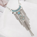 Bohemian Vintage Antique Silver Turquoise NecklaceNecklace