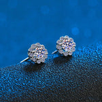 Flower Stud Diamond Earrings - 925 Sterling SilverEarrings