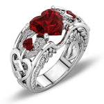 Romantic Ruby Heart With Zircon Couple RingsRing12Women