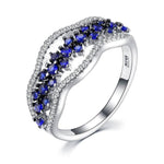 Blue Sapphire Sparkling Zircon Ring - 925 Sterling SilverRing7