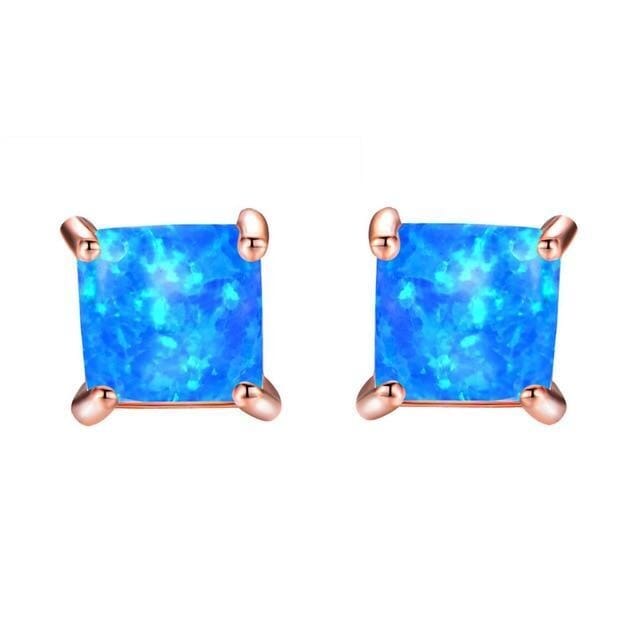 Cubic Fire Opal Crystal Stud EarringsEarringsBlue Opal4mm