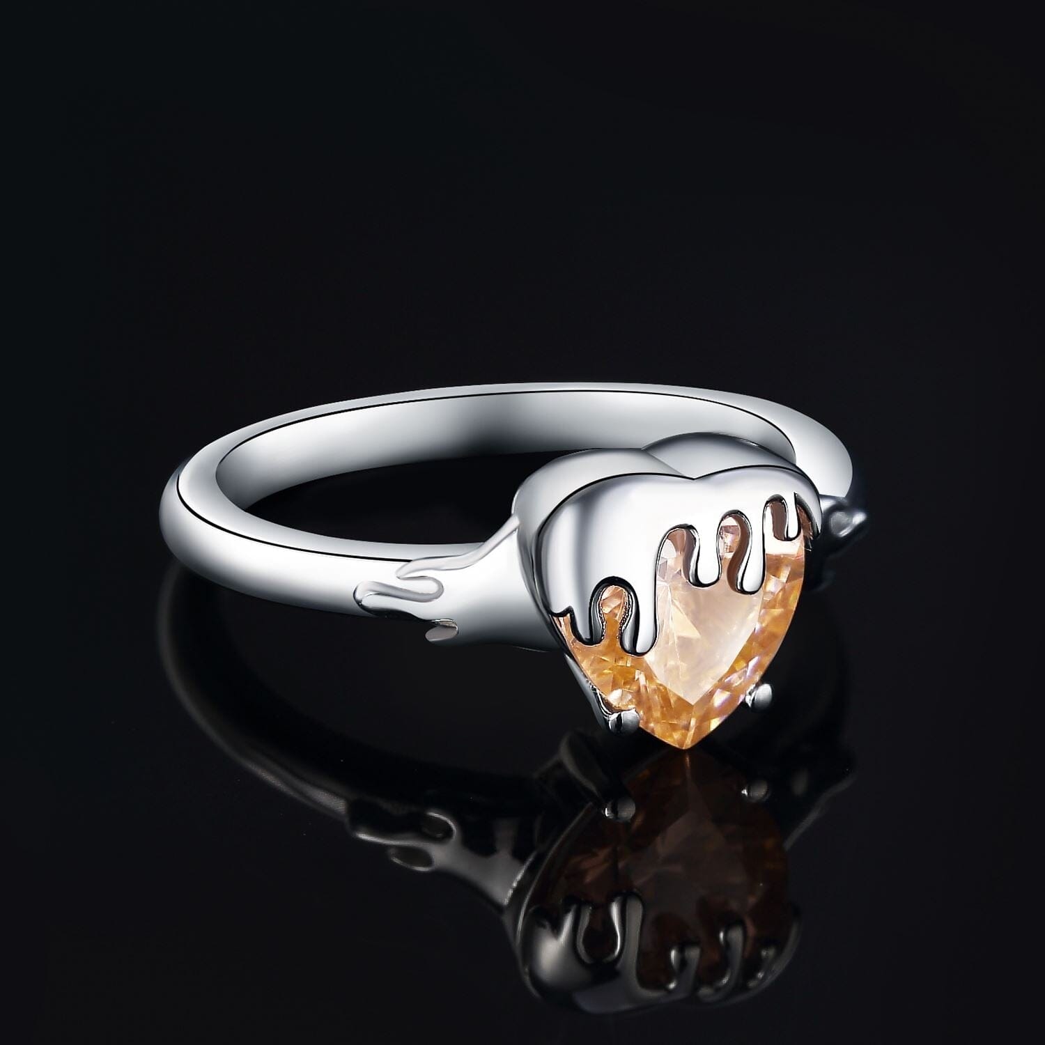 Honey Heart 3.3ct Morganite Gemstone Ring - 925 Sterling SilverRing