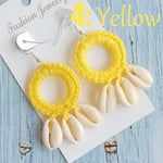 Fashion Boho Beach Puka Shell Crochet EarringsEarringsYellow