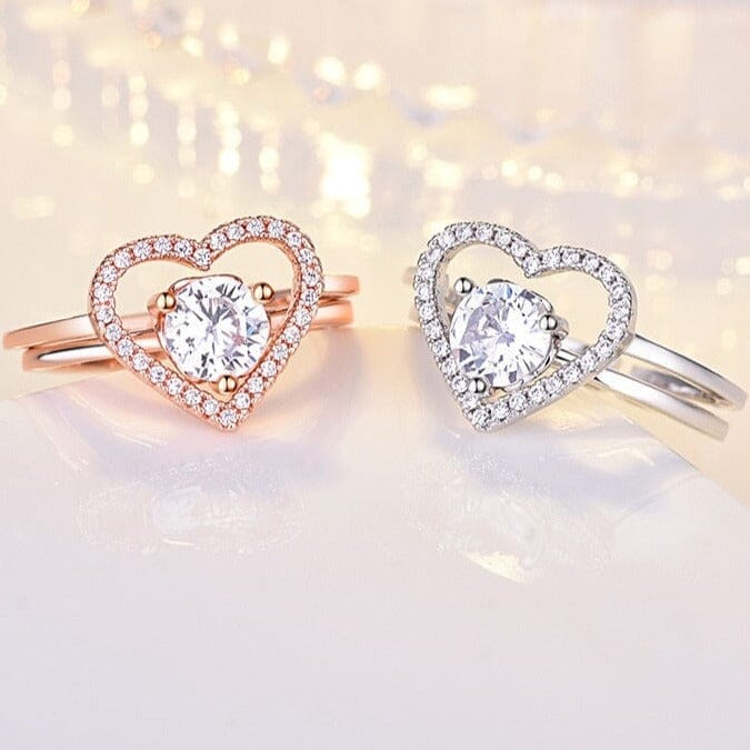 Romantic True Love Heart Diamond Ring - 925 Sterling SilverRing