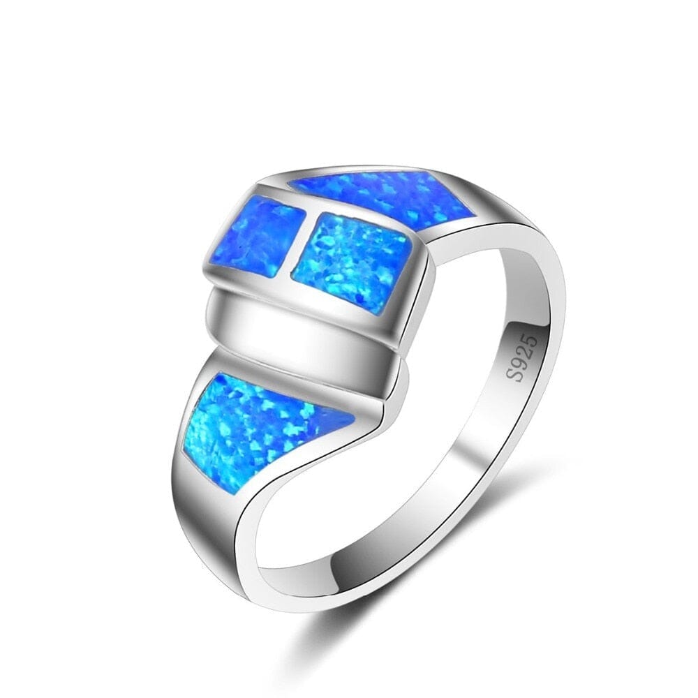 Trendy Fashion Blue Fire Opal Twist Ring - 925 Sterling SilverRing6