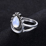 Charm Large Antique Marquise Created Moonstone Ring - 925 Sterling Silver