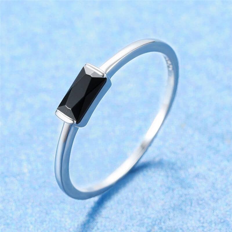Black Onyx Minimalist Ring - 925 Sterling SilverRing9Silver