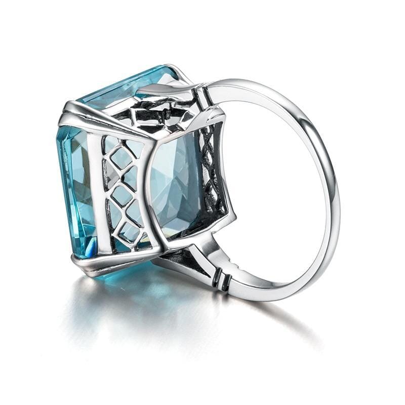 Blue Aquamarine Ring - 925 Sterling SilverRing