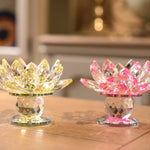 Crystal Glass Lotus Flower Candle HolderHealing Crystal